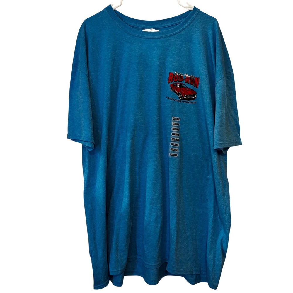 Gildan Men's Shirt‎ NWT 3XL Pigeon Forge, TN Rod Run Airbrush Heather Sapphire